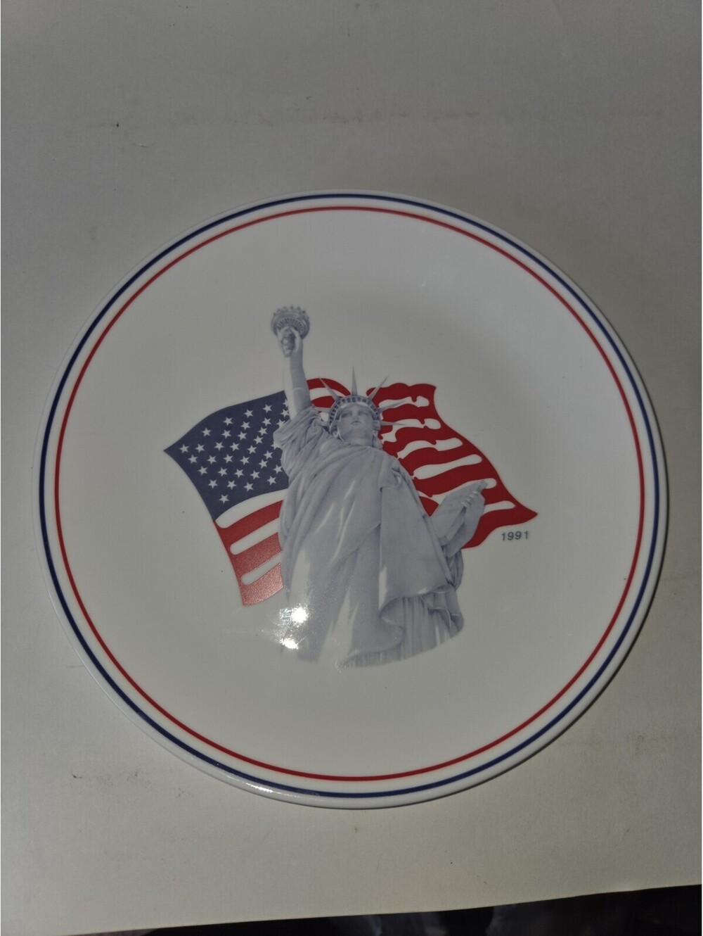 Corelle Statue of Liberty Dinner Plate 1991 American Flag Dinner Plate SA2